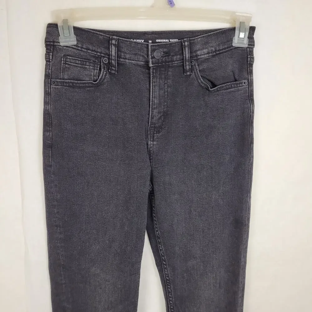 Old Navy Original Taper black wash flex jeans Sz 16 Grunge Goth Western Classic